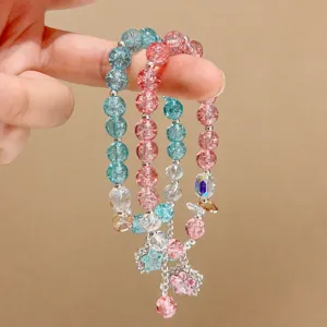Bracelet en perles de cristal craquelé avec pendentif étoile mignon cadeau bijoux pour femmes