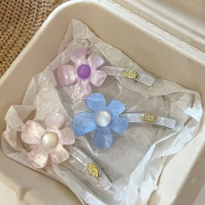 Koreanische bunte Blumen Haarspangen Set, süße Harz Seitenclips für schönes tägliches Haarstyling.