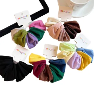 Lot de chouchous à cheveux en tissu larges colorés élastiques pour queues de cheval style