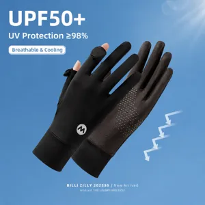Gants d'ete anti-UV en soie glacee pour femme protection solaire tactile velo exterieur