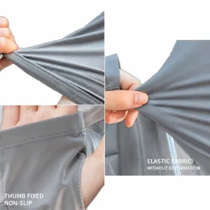 Manches de protection solaire en soie de glace d'été, trou de pouce, tissu élastique.