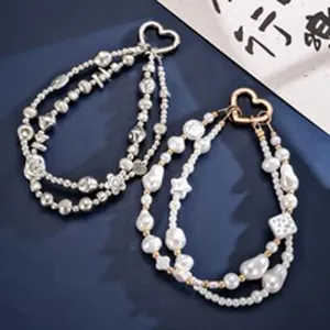 Doppelreihige Perlen Handykette und Taschenanhänger DIY handgemachtes Modeaccessoire.