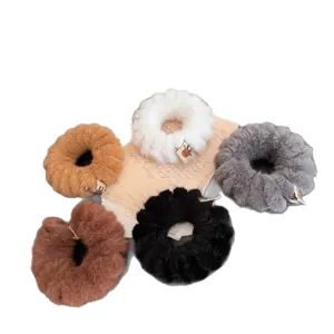 Korean style plush hair scrunchies set, soft elastic autumn winter ponytail hair ties for women
