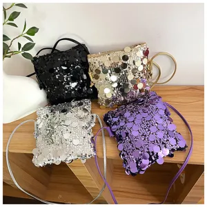 Modische Pailletten Umhängetasche für Damen, glänzende Mini Handy-Schultertasche in Farben.
