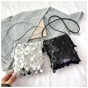 Modische Pailletten Mini Umhängetasche für Damen glänzende kleine Quadrat Schultertasche.