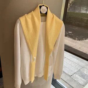 Soft knitted fake collar scarf and white sweater set, elegant layered autumn women outer wear.