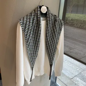Retro plaid knitted triangle scarf autumn winter versatile fake collar fashion shawl