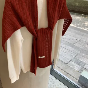 Bufanda chal de pura lana de color solido versatil tejida para mujer cuello abrigado