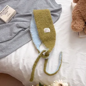 Koreanischer süßer zweifarbiger Wollschlauch Schal Ohrenschützer winterwarm weich gestrickt neu.