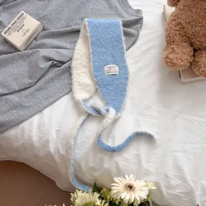 Koreanischer Stil süßer zweifarbiger flauschiger wollschal im Winter warm Mode vielseitig