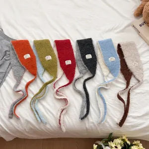 Details zum süßen koreanischen Wollschlauch mit Bindebändern, warmer und stylischer Winterschal.