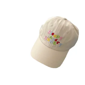 Cappellino da baseball beige casual con ricamo colorato, elegante cappello parasole quotidiano.