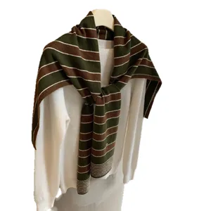 Koreanischer gestreifter Strickschal Damen Herbst Winter Retro vielseitiger Umhang