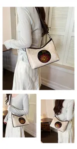 Sac à bandoulière floral gaufré vintage sac à main casual pour navette détail 1pc