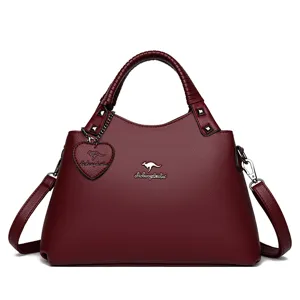 Sac à main femme en cuir PU rouge vin élégant sac porté épaule bandoulière avec charme.
