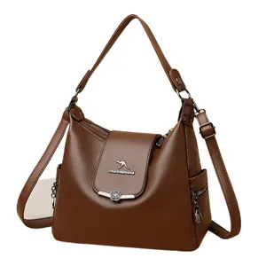 Donna borsa a tracolla marrone grande capacità casual borsa tote multifunzione elegante
