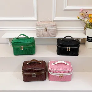 Große Kapazität Kroko-Muster Kosmetiktasche Make-up Koffer tragbare Kosmetik-Organizer Tasche