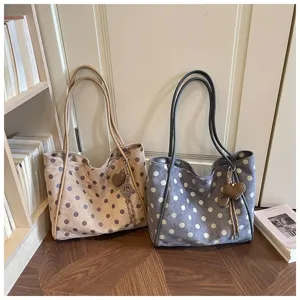 Grand sac cabas à pois élégant fourre-tout épaule grande capacité style quotidien