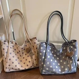Sac Cabas à Pois pour Femmes Grande Capacité Mode Sac à Épaule Niche Luxe Navetteur Sac à Main Décontracté Quotidien