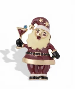 Christmas Santa Claus brooch pin rhinestone enamel holiday jewelry gift fashion accessories