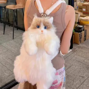 Χαριτωμένο τσαντάκι πλάτης γάτας ragdoll βελούδινο παιχνίδι προσομοίωσης κούκλα