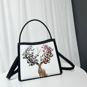 Chinese style embroidered deer crossbody shoulder bag for women, chic and versatile.
