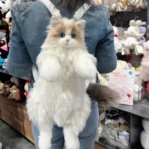Ρεαλιστικό Βελούδινο Σακίδιο Γάτας Ragdoll Χαριτωμένο Ζώο Σχολική Τσάντα Μαλακό Παιχνίδι