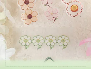 Adhesivos de flores con bordado de organza para diario DIY scrapbooking y artesanias esteticas.