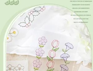 Pegatinas de plantas de flores bordadas de organza marcapáginas DIY pegatinas transparentes