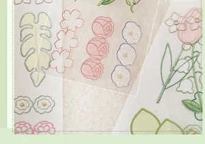 Set de pegatinas botánicas de organza, calcomanías adhesivas florales DIY para diario.