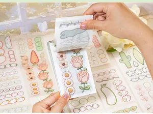 Pegatinas decorativas de plantas de frutas de organza de estilo bordado para diario DIY
