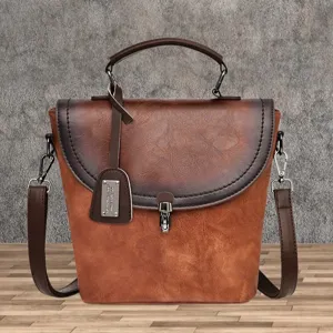 Borsa a Tracolla in Pelle PU Sfumata Retro per Donna Casual Versatile Borsa a Monospalla Moda Commute Borsa