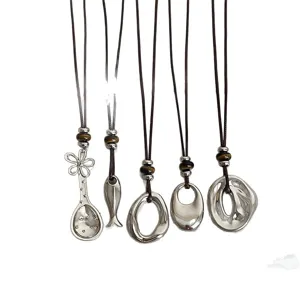 Womens fashion tiger eye stone necklace set with fish and spoon pendants for daily wear
