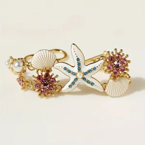 Böhmischer Strand Muschel Seestern Armband Sommer goldfarben Ozean Kristall Schmuck