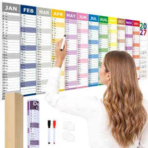 Large Yearly Wall Calendar 2027 Annual Schedule Planner With Erasable Film And Writing Pens For Home Office Desk Organizer