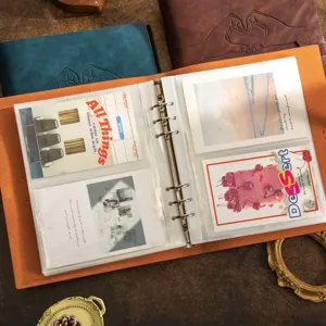 Faux leather 4x6 photo album scrapbook DIY handmade memory book for couple family travel.