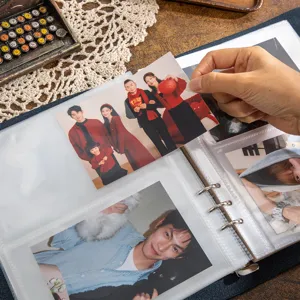 PU leather 4x6 photo album DIY handmade scrapbook for family, couple and baby travel memories.