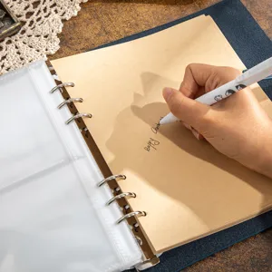 Leather DIY scrapbook photo album 4x6 loose leaf kraft paper memory book detail view