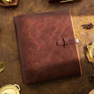 Faux Leather 4x6 Photo Album DIY Scrapbook Vintage Loose Leaf Memory Book for Travel Baby Family Wedding Gift