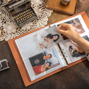 Faux leather 4x6 photo album loose leaf DIY scrapbook for family couples baby travel memory.