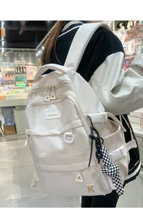 Mochila escolar de estilo japones color solido gran capacidad casual para estudiantes nue