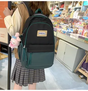 Zaino per studenti casual grande capacità nero verde cartella borsa da giorno per adolescenti