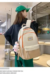 Zaino scolastico in tela in stile coreano per studentesse, grande zaino casual.