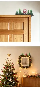 Christmas door corner decoration Santa Claus silhouette wooden sign for holiday home decor