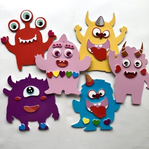 Cartoon monster facial features EVA foam DIY sticker set for kids early education puzzle fun.