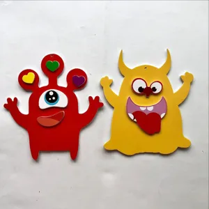 DIY cartoon monster EVA foam puzzle sticker set for kids early education and fun learning.