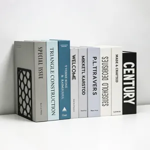 Decorative book box set with metal bookends modern minimalist home decor desktop display