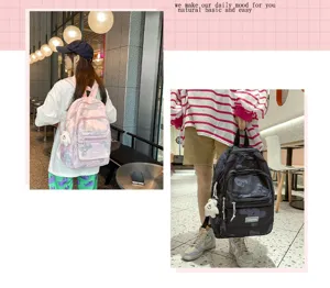 Lässiger stilvoller Rucksack für Damen und Schüler mit süßem Bärenanhänger und Kapazität.