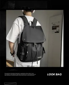 Minimalistischer großer Freizeit Rucksack schwarze Schultasche für urbane Studenten Stil