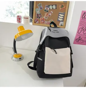 Stylish casual backpack for students, featuring a contrast color design and spacious interior.